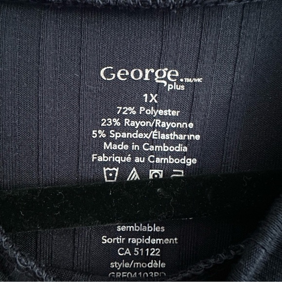 Size 1X George Navy Blue High Neck Ribbed Midi Dress - Picture 6 of 6